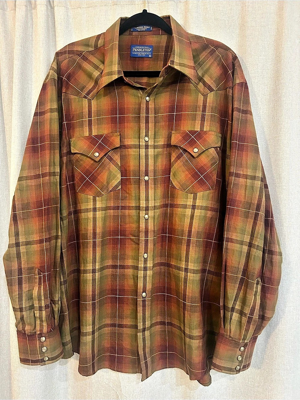 Pendleton Frontier Shirt Plaid Cotton Shirt XL Like New